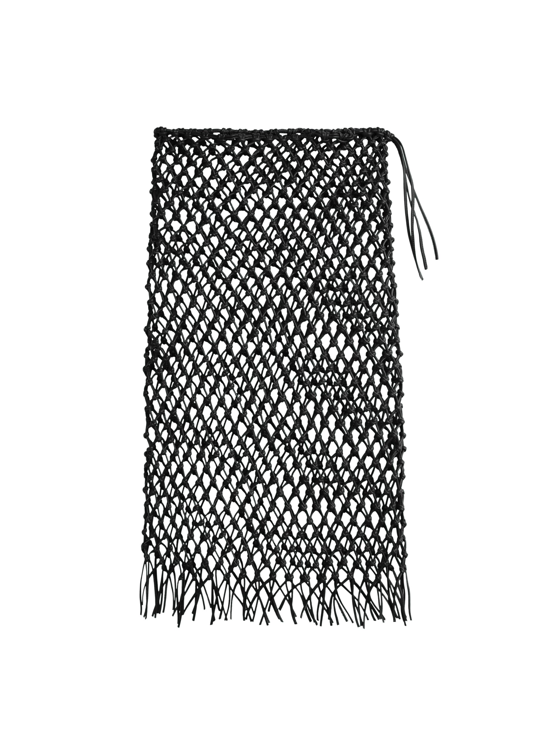 The Frankie Shop Nelaya Leather Macrame Skirt - Black - Oversized Minimalist Skirts in Black - Shop at Luxury Shoes 
