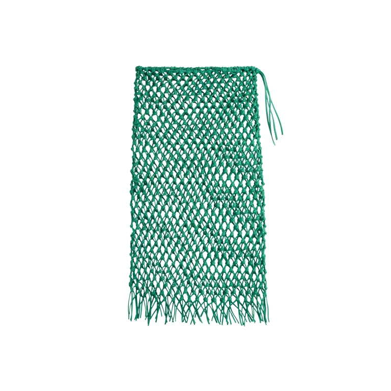 The Frankie Shop Nelaya Leather Macrame Skirt - Emerald - Oversized Minimalist Skirts in Green - Shop at Luxury Shoes 