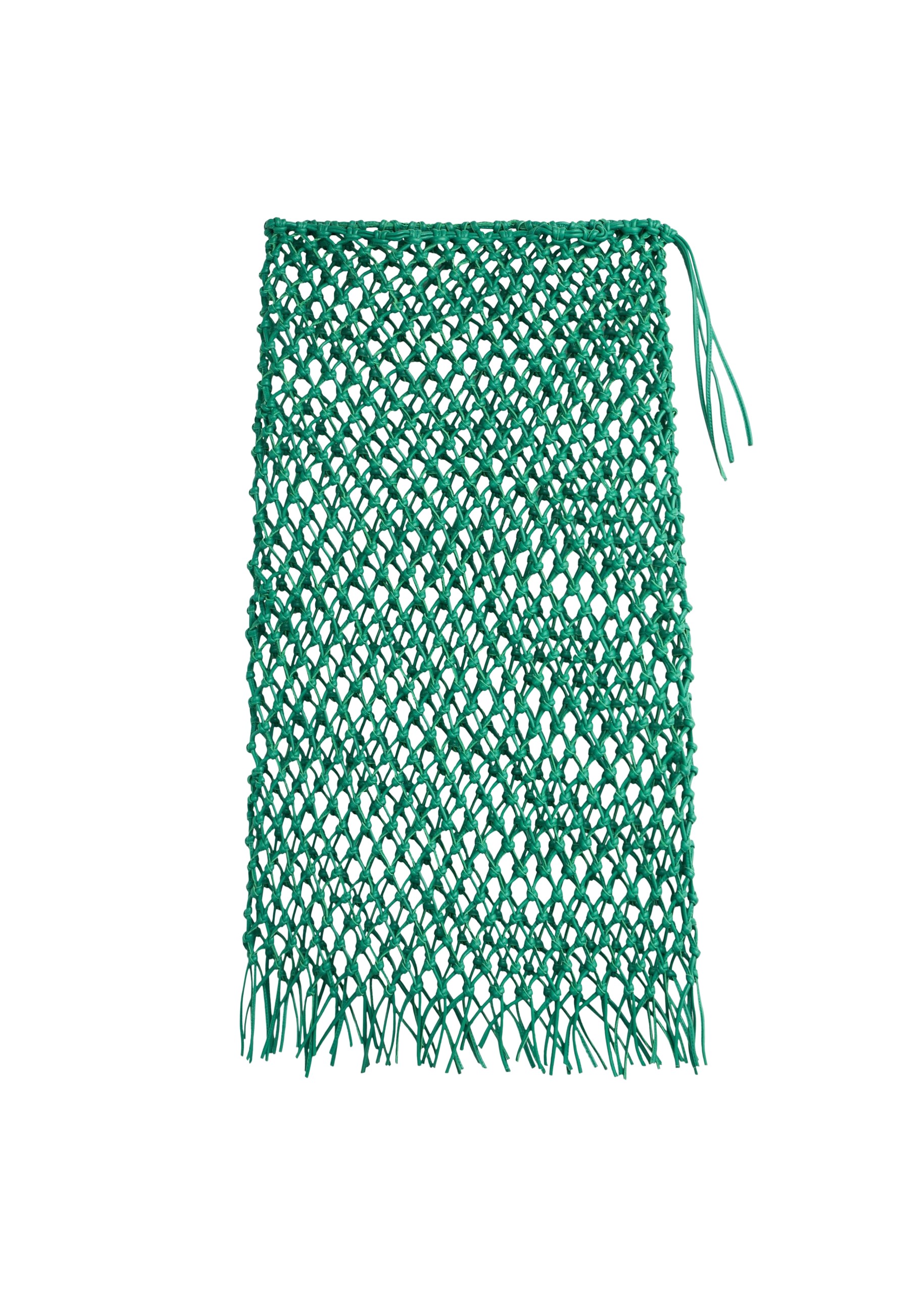 The Frankie Shop Nelaya Leather Macrame Skirt - Emerald - Oversized Minimalist Skirts in Green - Shop at Luxury Shoes 