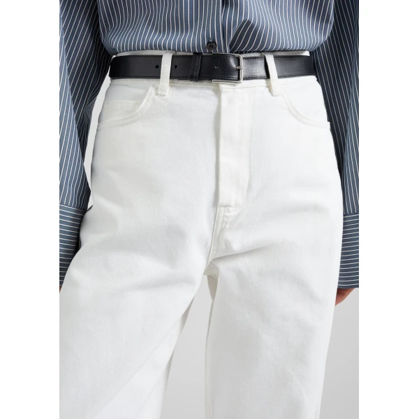 The Frankie Shop Nelton Barrel Leg Jeans - White - Oversized Minimalist Pants in White - Shop at Luxury Shoes 