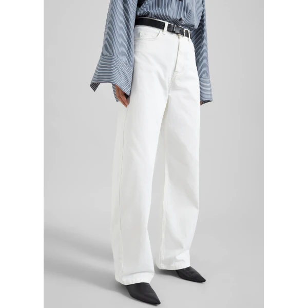 The Frankie Shop Nelton Barrel Leg Jeans - White - Oversized Minimalist Pants in White - Shop at Luxury Shoes 