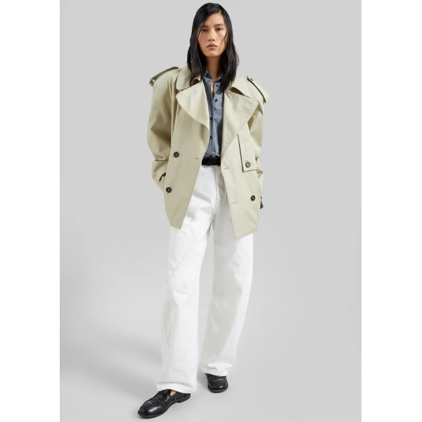 The Frankie Shop Nelton Barrel Leg Jeans - White - Oversized Minimalist Pants in White - Shop at Luxury Shoes 
