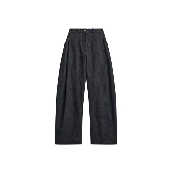 The Frankie Shop Nesna Barrel Leg Jeans - Black - Oversized Minimalist Pants in Black - Shop at Luxury Shoes 