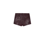 The Frankie Shop Nevis Faux Leather Hot Pants - Burgundy - Oversized Minimalist Shorts in Red - Shop at Luxury Shoes 