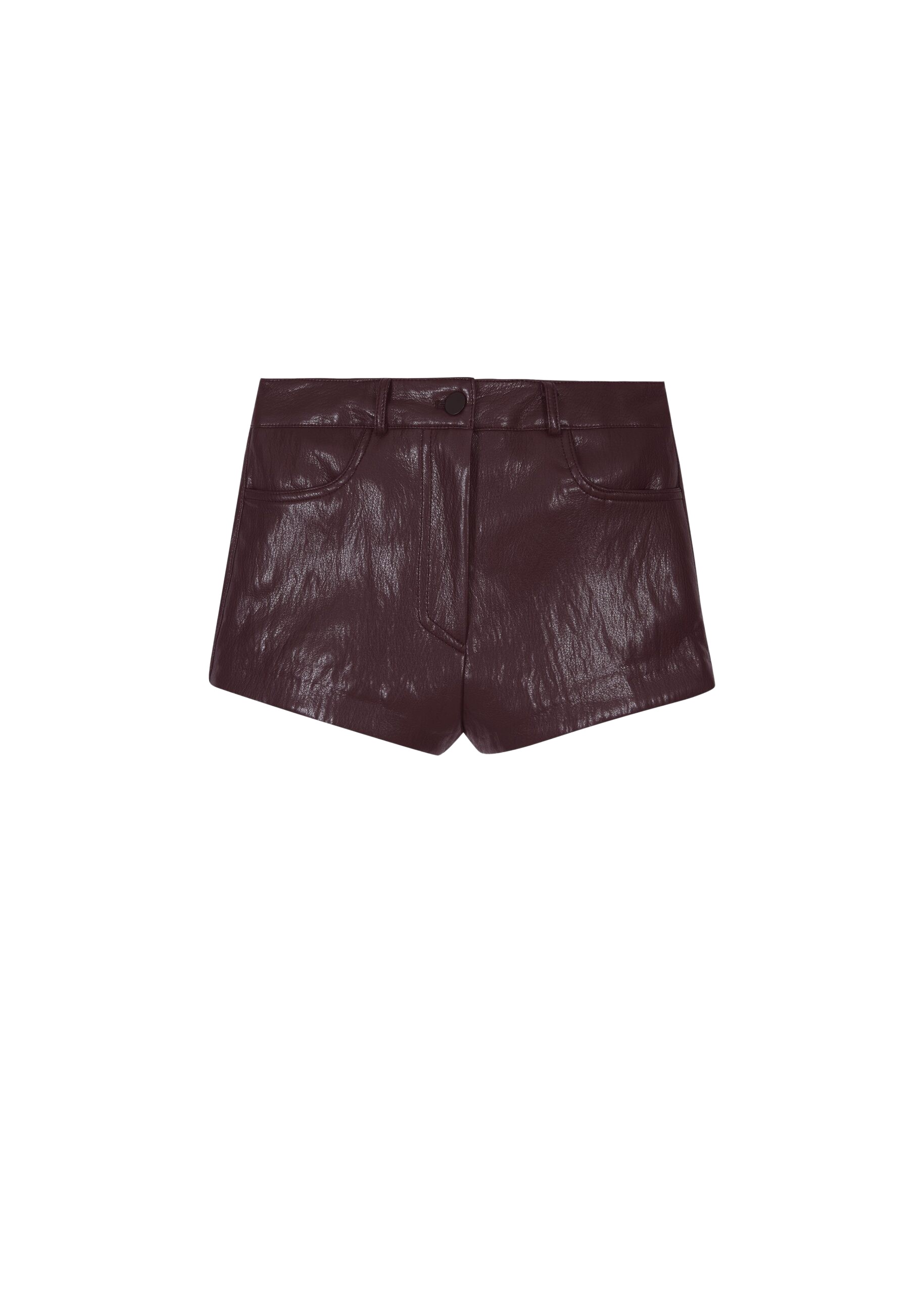 The Frankie Shop Nevis Faux Leather Hot Pants – Burgundy