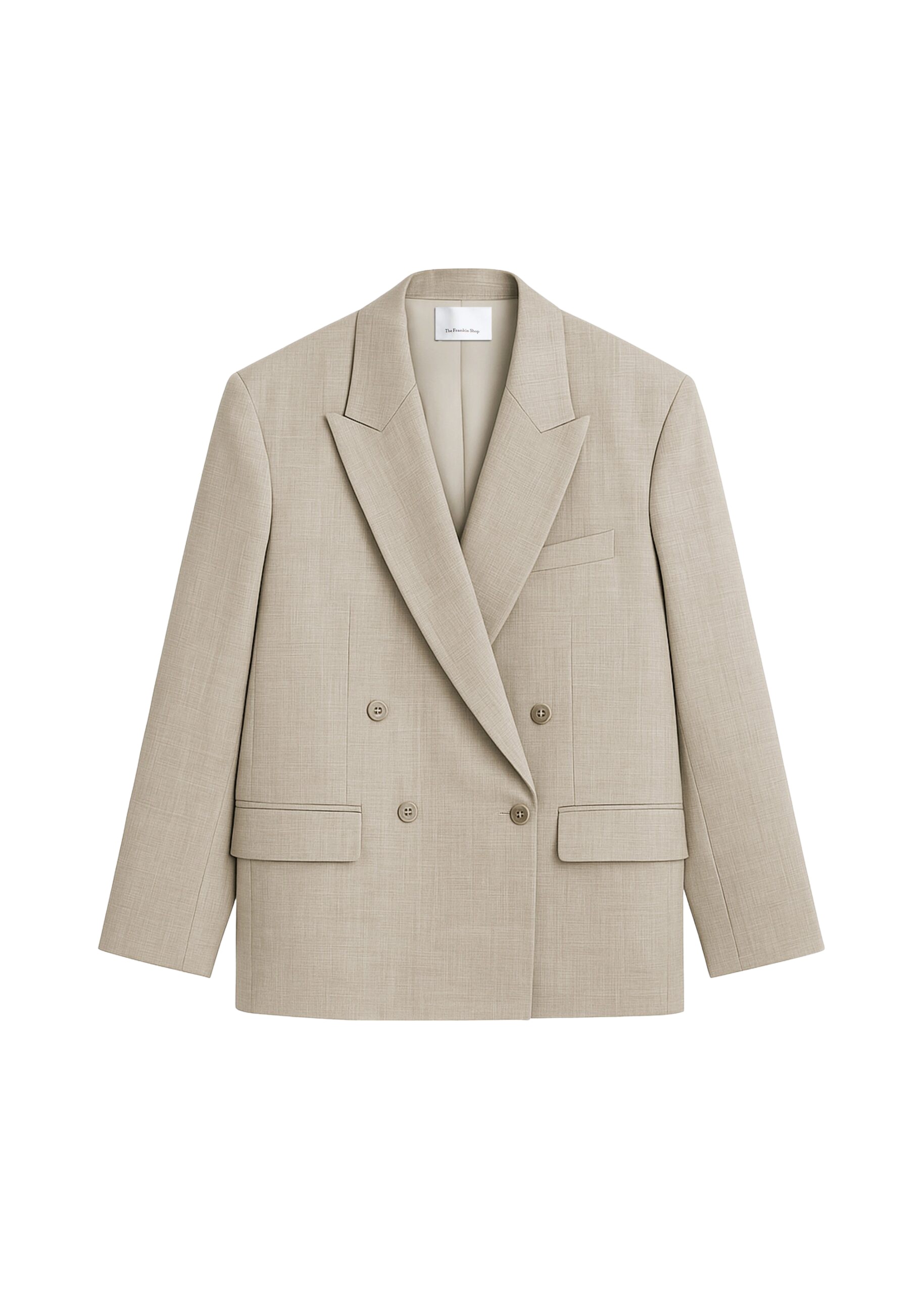 The Frankie Shop Newark Double Breasted Blazer – Beige Melange