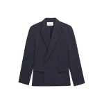 The Frankie Shop Newark Double Breasted Blazer - Navy - Oversized Minimalist Jackets in Blue - Shop at Luxury Shoes 