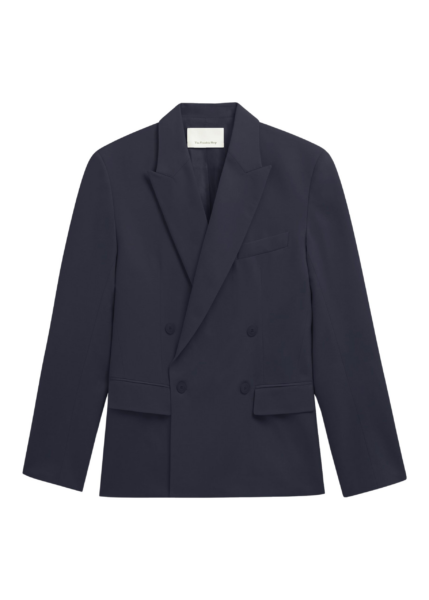 The Frankie Shop Newark Double Breasted Blazer - Navy - Oversized Minimalist Jackets in Blue - Shop at Luxury Shoes 