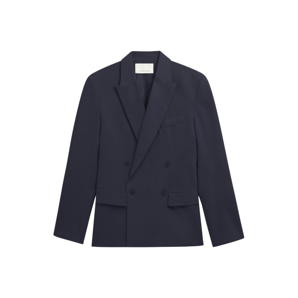 The Frankie Shop Newark Double Breasted Blazer - Navy - Oversized Minimalist Jackets in Blue - Shop at Luxury Shoes 