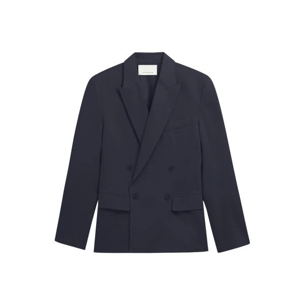 The Frankie Shop Newark Double Breasted Blazer - Navy - Oversized Minimalist Jackets in Blue - Shop at Luxury Shoes 