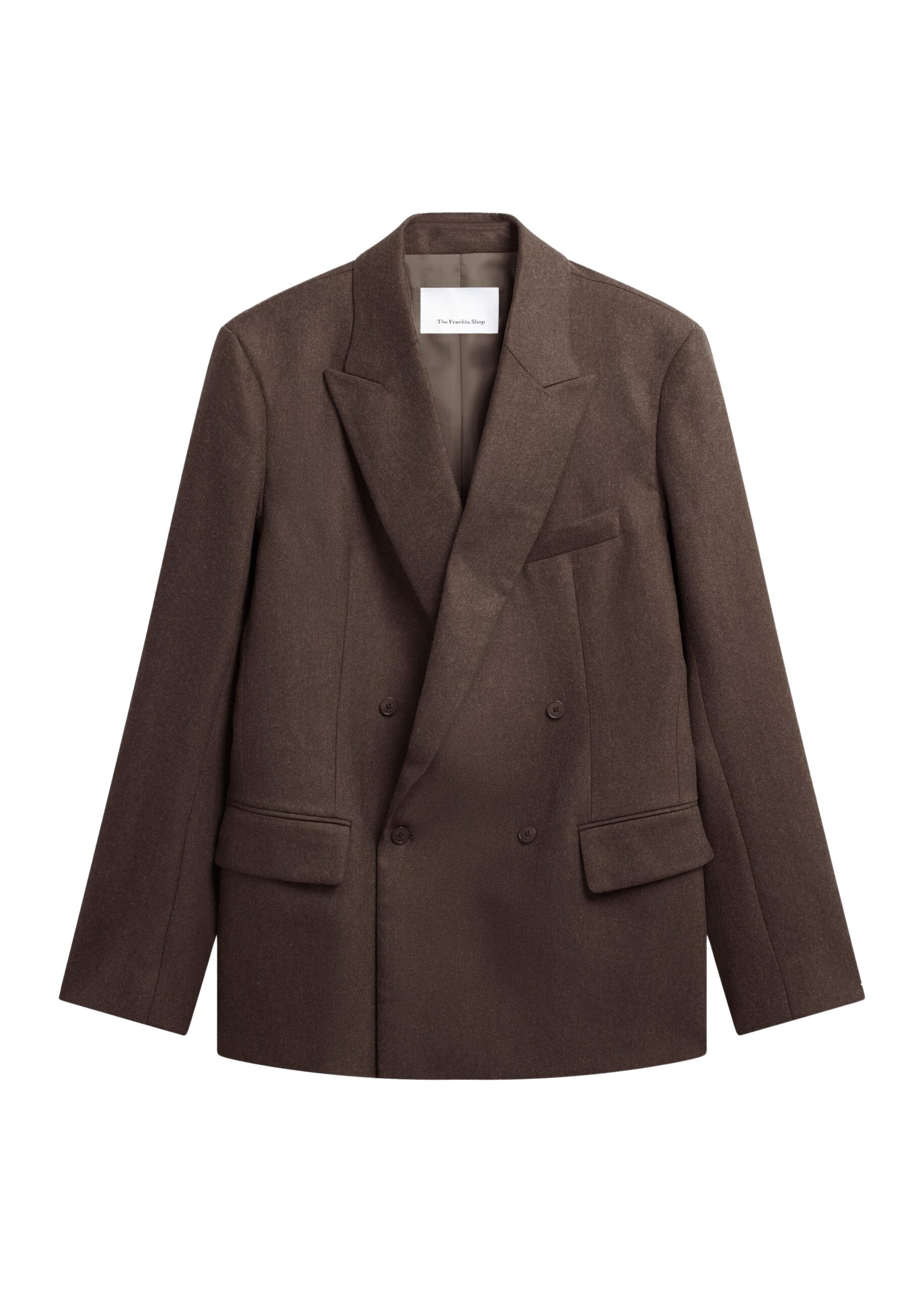 The Frankie Shop Newark Flannel Double Breasted Blazer – Mocha