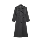 The Frankie Shop Nikola Padded Trench Coat - Dark Grey Melange - Oversized Minimalist Coats in Grey - Shop at Luxury Shoes 