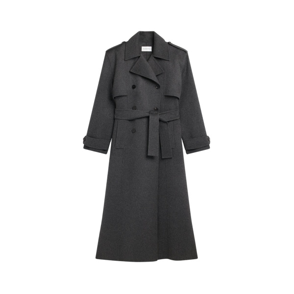 The Frankie Shop Nikola Padded Trench Coat - Dark Grey Melange - Oversized Minimalist Coats in Grey - Shop at Luxury Shoes 