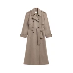 The Frankie Shop Nikola Padded Trench Coat - Taupe Melange - Oversized Minimalist Coats in Beige - Shop at Luxury Shoes 