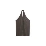 The Frankie Shop Nimi Knit Halter Top - Charcoal - Oversized Minimalist Tops in Grey - Shop at Luxury Shoes 