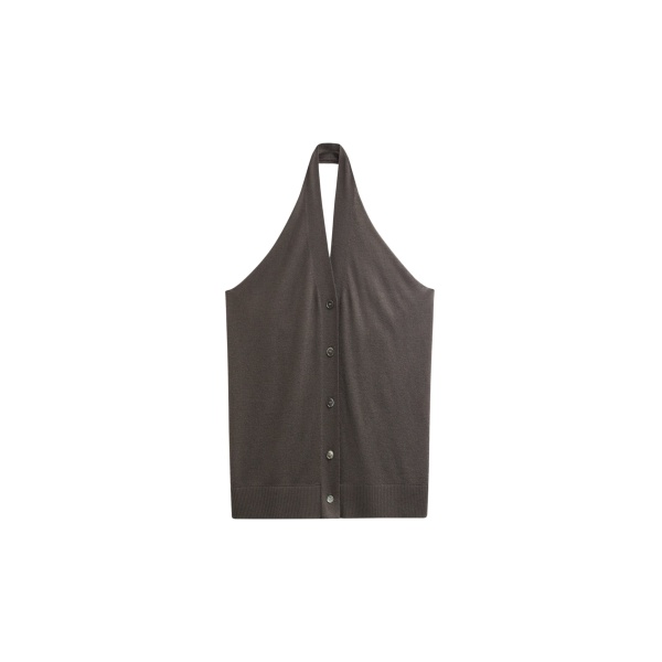 The Frankie Shop Nimi Knit Halter Top - Charcoal - Oversized Minimalist Tops in Grey - Shop at Luxury Shoes 