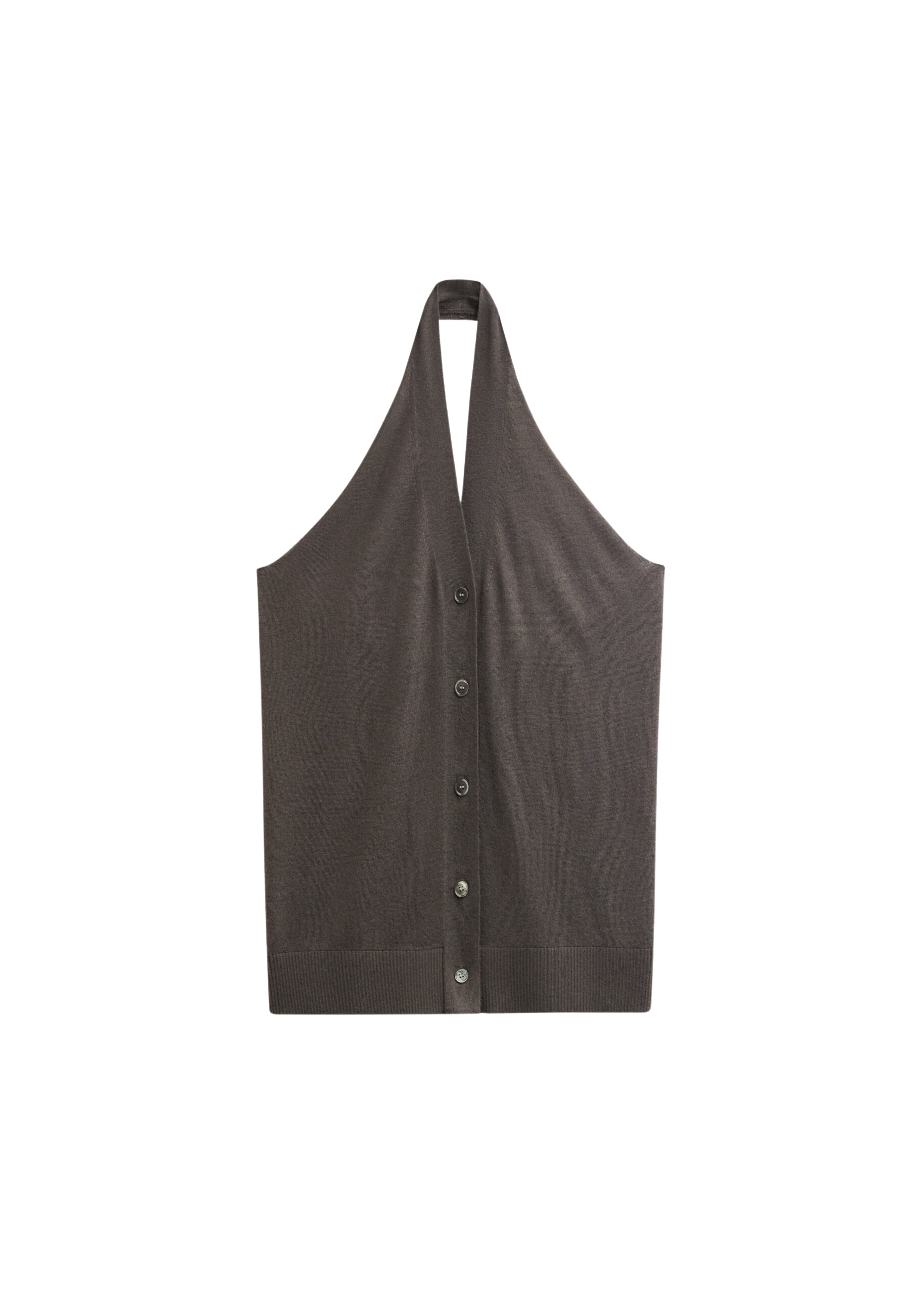 The Frankie Shop Nimi Knit Halter Top - Charcoal - Oversized Minimalist Tops in Grey - Shop at Luxury Shoes 
