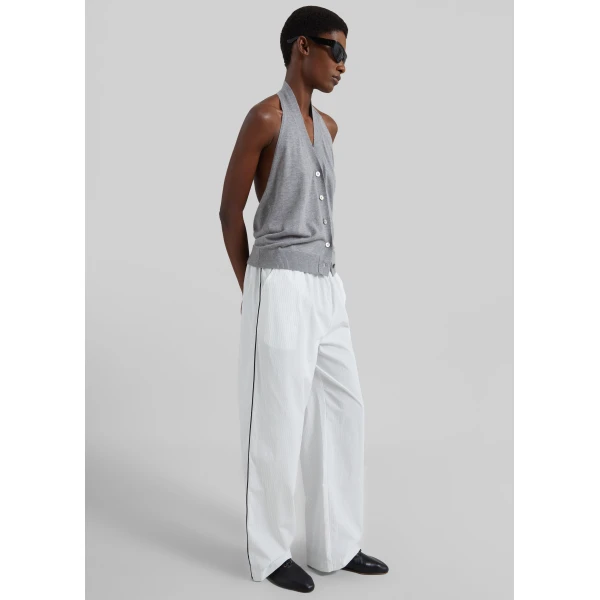 The Frankie Shop Nimi Knit Halter Top - Grey - Oversized Minimalist Tops in Grey - Shop at Luxury Shoes 