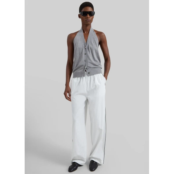 The Frankie Shop Nimi Knit Halter Top - Grey - Oversized Minimalist Tops in Grey - Shop at Luxury Shoes 