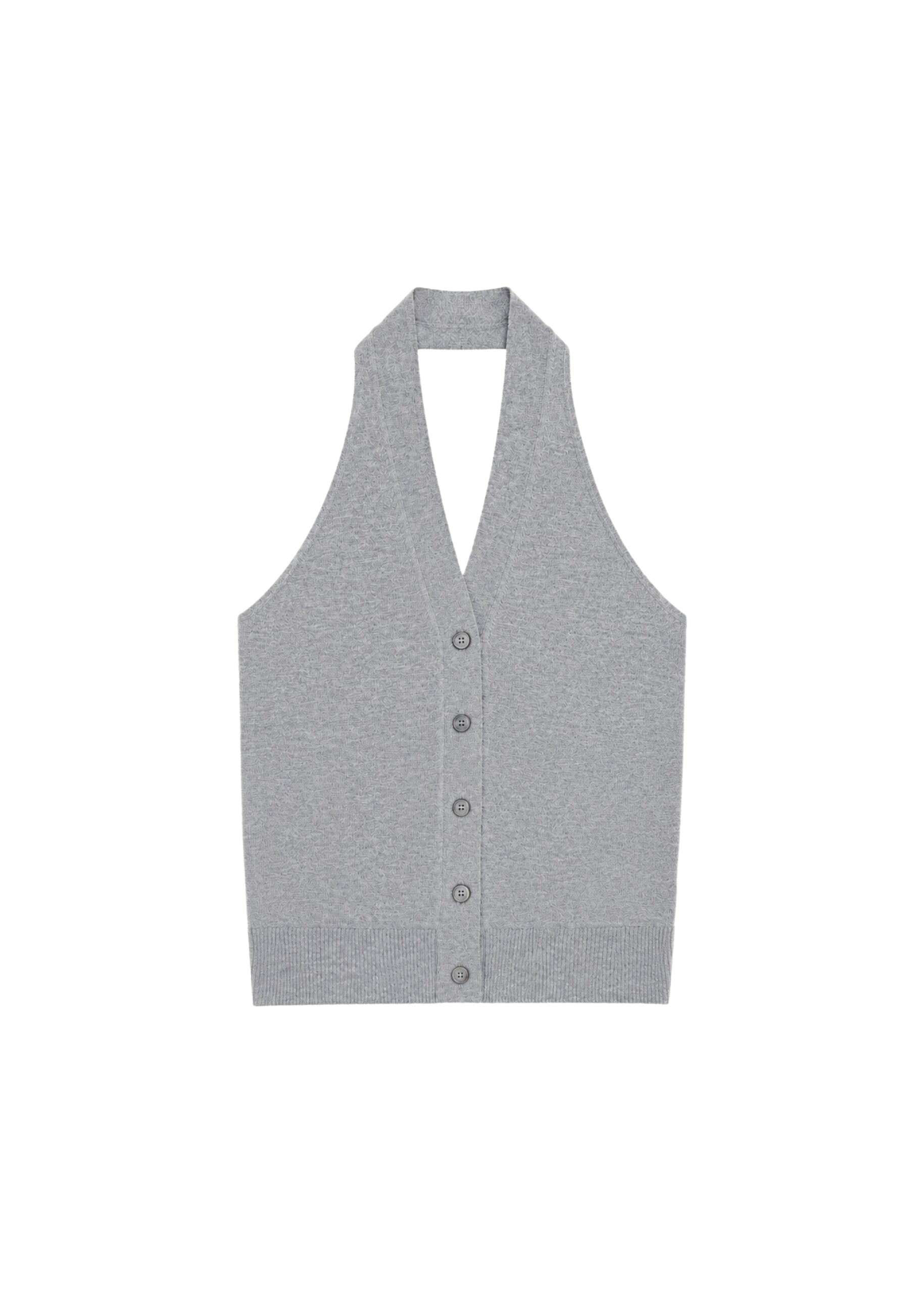 The Frankie Shop Nimi Knit Halter Top - Grey - Oversized Minimalist Tops in Grey - Shop at Luxury Shoes 