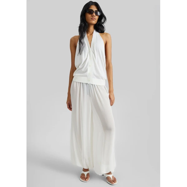 The Frankie Shop Nimi Knit Halter Top - White - Oversized Minimalist Tops in White - Shop at Luxury Shoes 