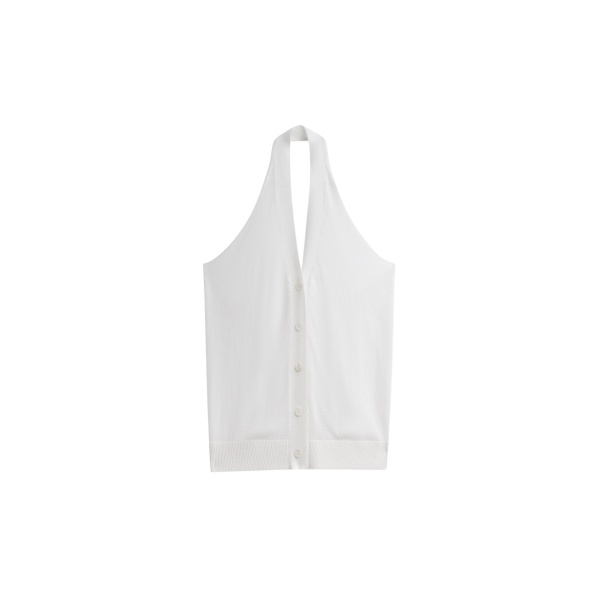The Frankie Shop Nimi Knit Halter Top - White - Oversized Minimalist Tops in White - Shop at Luxury Shoes 