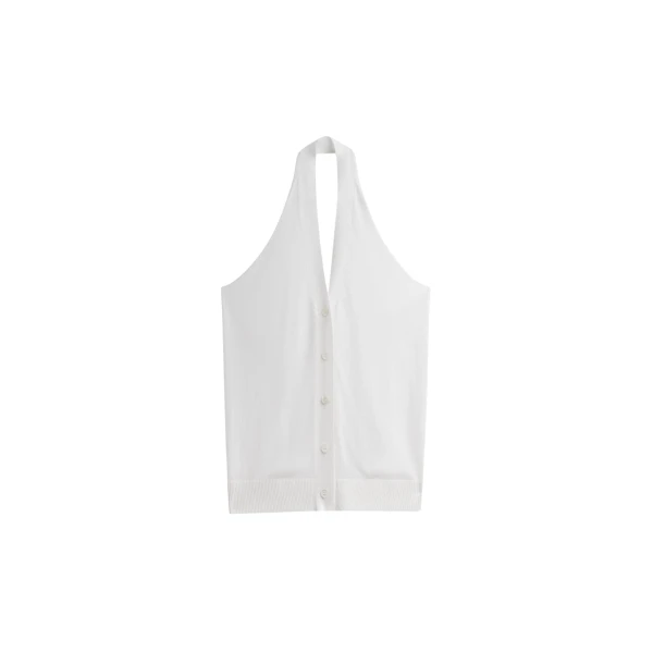 The Frankie Shop Nimi Knit Halter Top - White - Oversized Minimalist Tops in White - Shop at Luxury Shoes 
