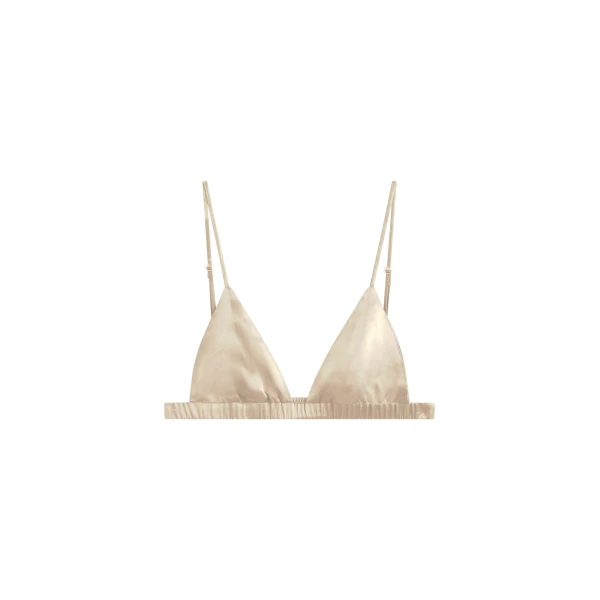 The Frankie Shop Nina Silk Bralette - Champagne - Oversized Minimalist Tops in Neutrals - Shop at Luxury Shoes 
