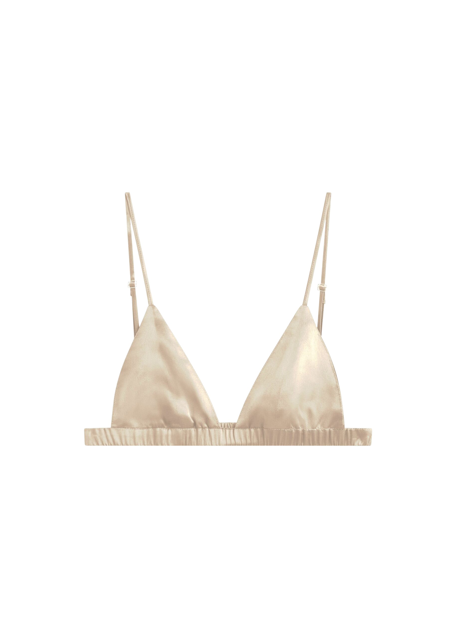 The Frankie Shop Nina Silk Bralette - Champagne - Oversized Minimalist Tops in Neutrals - Shop at Luxury Shoes 