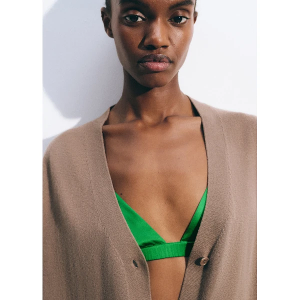The Frankie Shop Nina Silk Bralette - Kelly Green - Oversized Minimalist Tops in Green - Shop at Luxury Shoes 