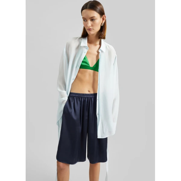The Frankie Shop Nina Silk Bralette - Kelly Green - Oversized Minimalist Tops in Green - Shop at Luxury Shoes 