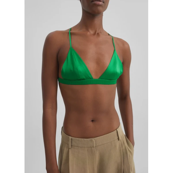 The Frankie Shop Nina Silk Bralette - Kelly Green - Oversized Minimalist Tops in Green - Shop at Luxury Shoes 
