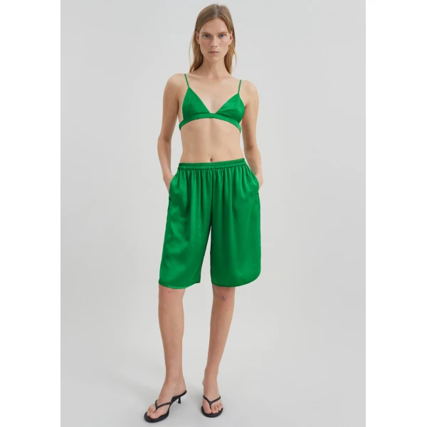 The Frankie Shop Nina Silk Bralette - Kelly Green - Oversized Minimalist Tops in Green - Shop at Luxury Shoes 