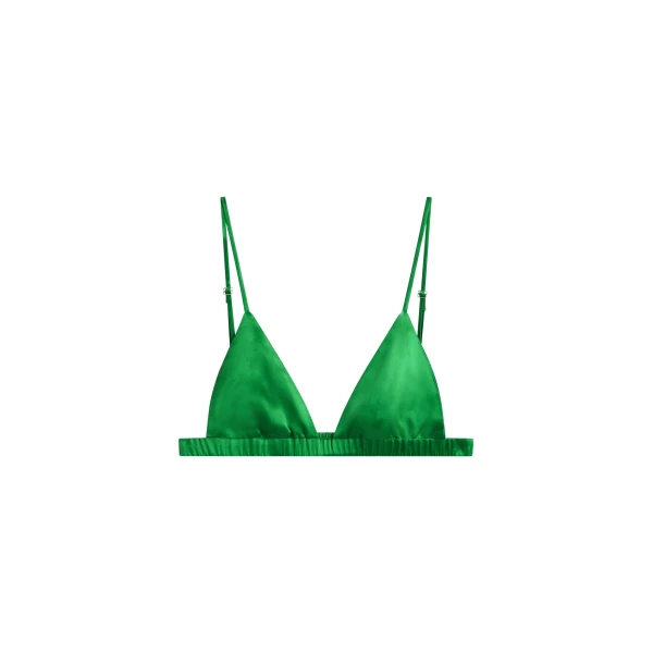 The Frankie Shop Nina Silk Bralette - Kelly Green - Oversized Minimalist Tops in Green - Shop at Luxury Shoes 