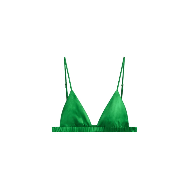 The Frankie Shop Nina Silk Bralette - Kelly Green - Oversized Minimalist Tops in Green - Shop at Luxury Shoes 