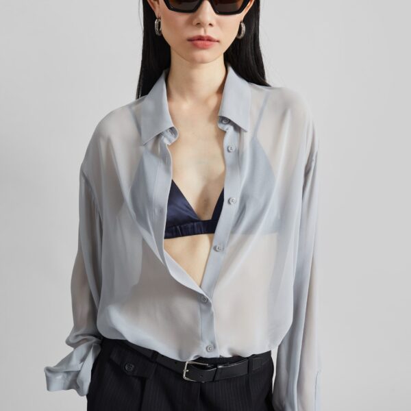 The Frankie Shop Nina Silk Bralette – Navy, view 5