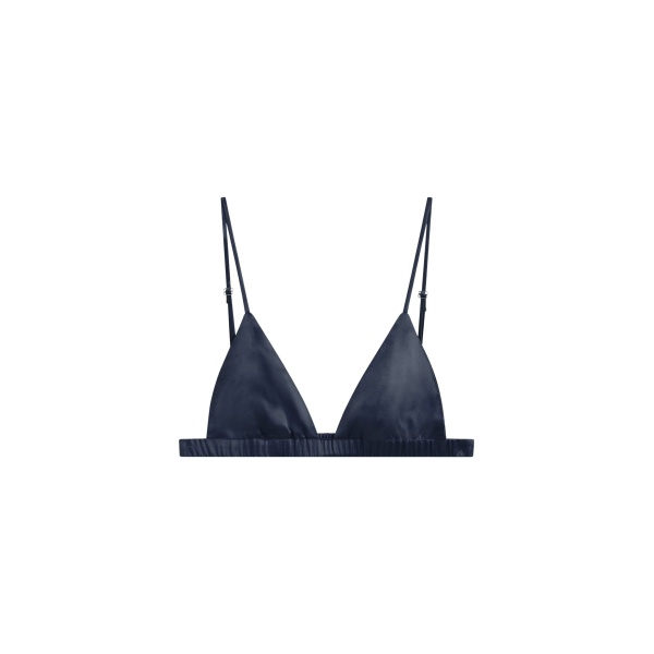 The Frankie Shop Nina Silk Bralette - Navy - Oversized Minimalist Tops in Blue - Shop at Luxury Shoes 