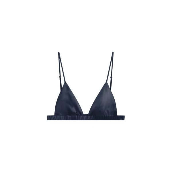 The Frankie Shop Nina Silk Bralette - Navy - Oversized Minimalist Tops in Blue - Shop at Luxury Shoes 