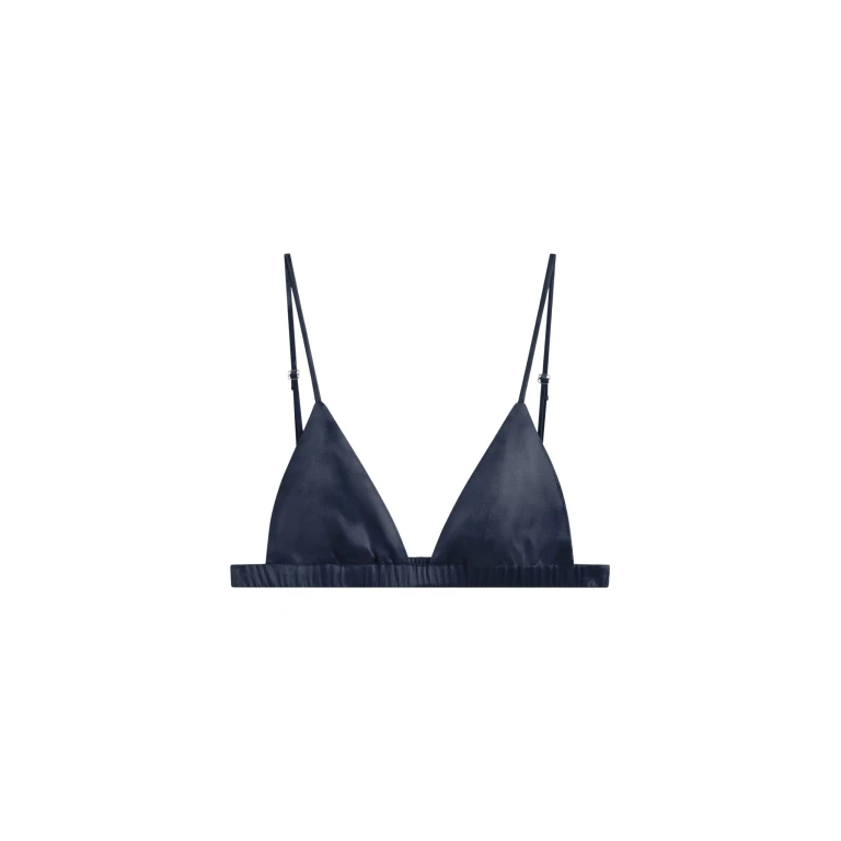 The Frankie Shop Nina Silk Bralette - Navy - Oversized Minimalist Tops in Blue - Shop at Luxury Shoes 