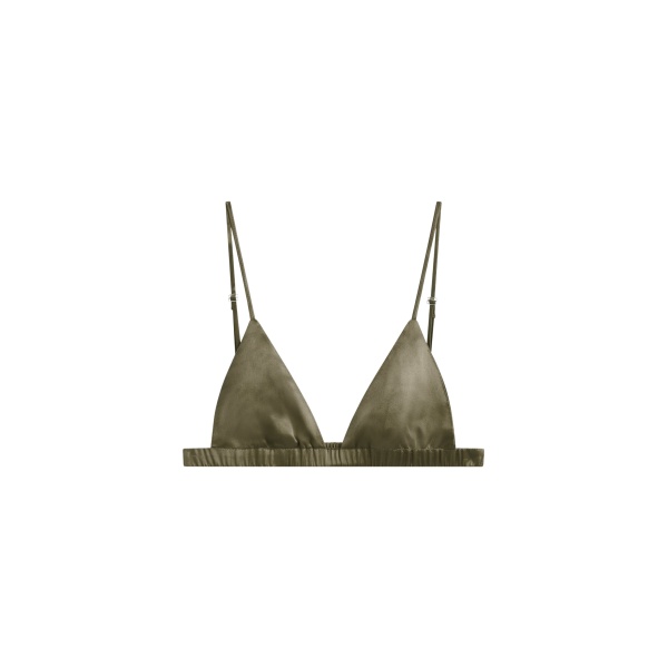 The Frankie Shop Nina Silk Bralette - Olive - Oversized Minimalist Tops in Green - Shop at Luxury Shoes 