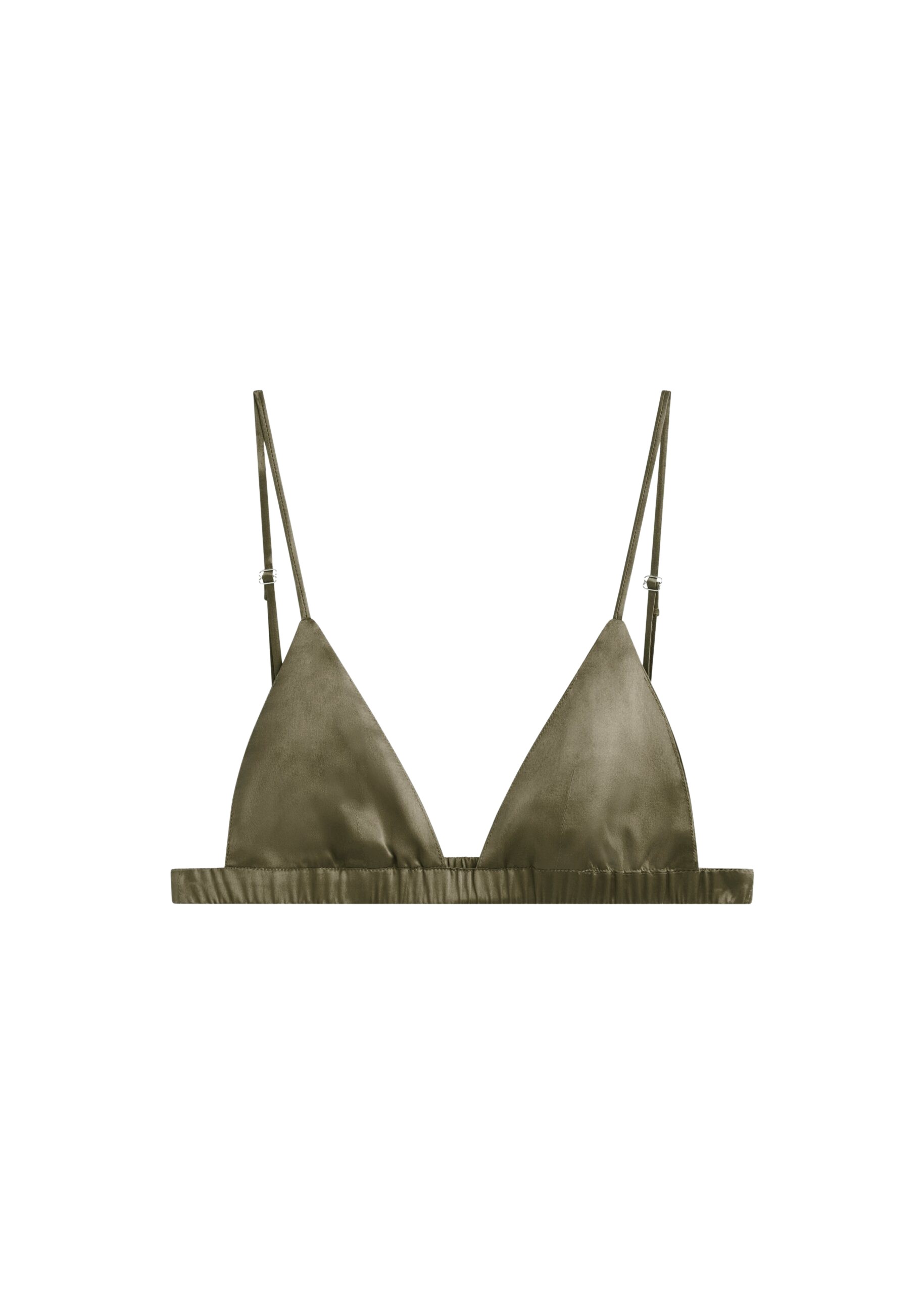 The Frankie Shop Nina Silk Bralette - Olive - Oversized Minimalist Tops in Green - Shop at Luxury Shoes 