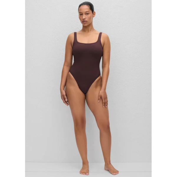 The Frankie Shop Nineties Maillot - Aubergine Crinkle - Oversized Minimalist Bikini in Purple - Shop at Luxury Shoes 