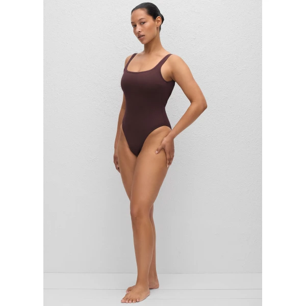 The Frankie Shop Nineties Maillot - Aubergine Crinkle - Oversized Minimalist Bikini in Purple - Shop at Luxury Shoes 