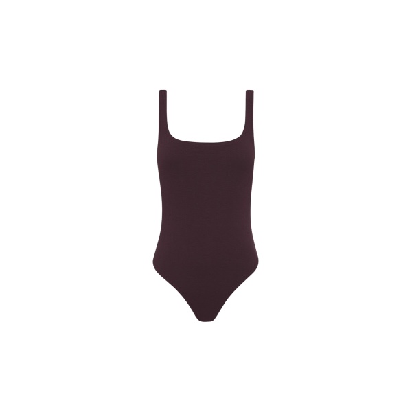 The Frankie Shop Nineties Maillot - Aubergine Crinkle - Oversized Minimalist Bikini in Purple - Shop at Luxury Shoes 