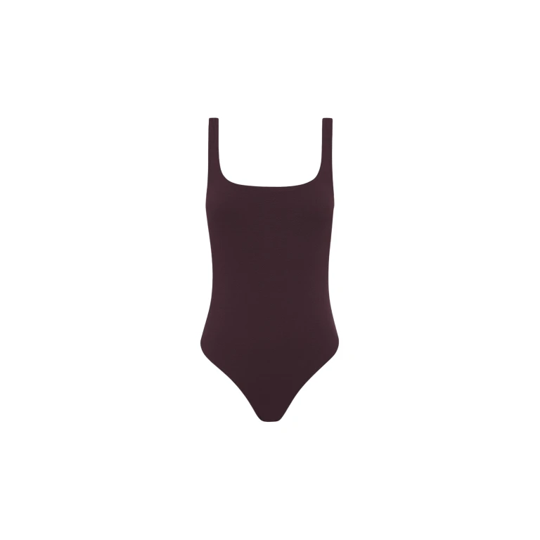 The Frankie Shop Nineties Maillot - Aubergine Crinkle - Oversized Minimalist Bikini in Purple - Shop at Luxury Shoes 