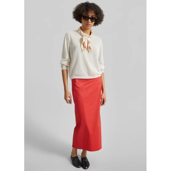 The Frankie Shop Nisa Midi Skirt - Red - Oversized Minimalist Skirts in Red - Shop at Luxury Shoes 