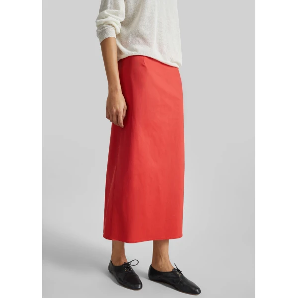 The Frankie Shop Nisa Midi Skirt - Red - Oversized Minimalist Skirts in Red - Shop at Luxury Shoes 