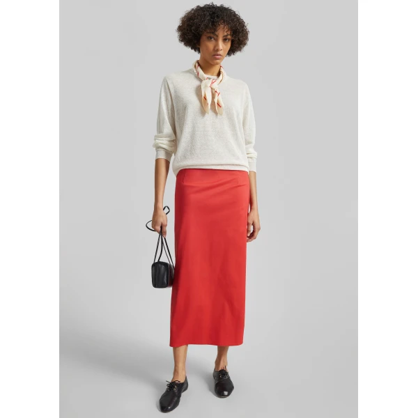 The Frankie Shop Nisa Midi Skirt - Red - Oversized Minimalist Skirts in Red - Shop at Luxury Shoes 