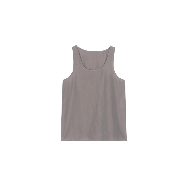 The Frankie Shop Nivee Lustrous Boxy Tank - Dark Taupe - Oversized Minimalist Tops in Beige - Shop at Luxury Shoes 