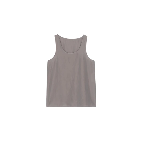 The Frankie Shop Nivee Lustrous Boxy Tank - Dark Taupe - Oversized Minimalist Tops in Beige - Shop at Luxury Shoes 